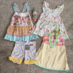 Matilda Jane tunics, shorties and a headband. Includes all 5 pieces. Size 8!